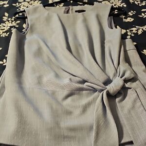 Ann Taylor Light Gray Sleeveless Blouse with Side Tie